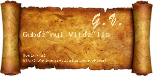 Gubányi Vitális névjegykártya